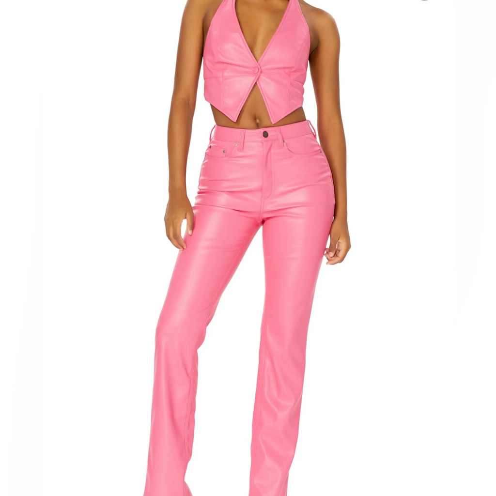 Afrm Heston Faux Leather Straight Leg Pants